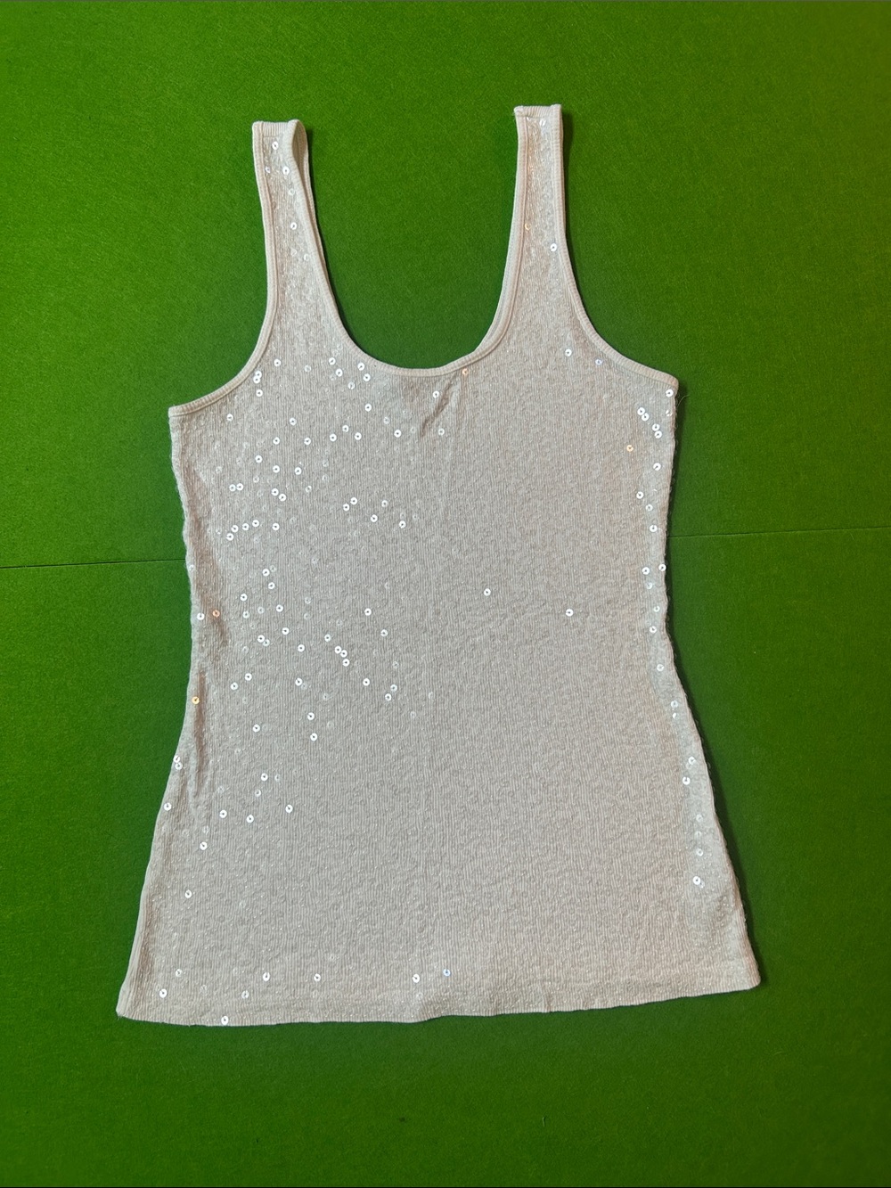 Express Medium Sequin Scoop Neck Tank Top White Going Out Party Downtown Girl